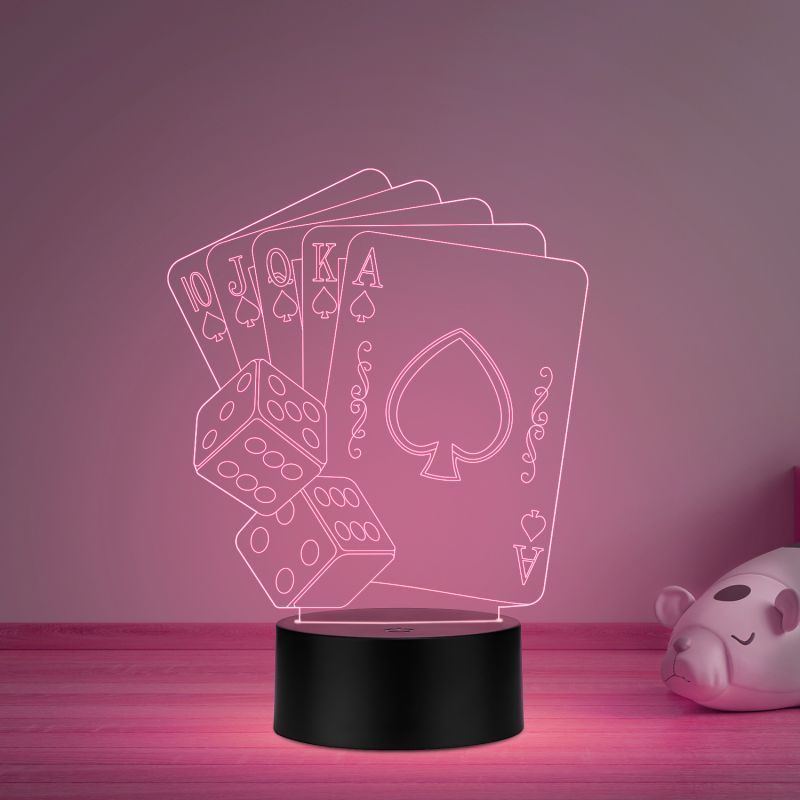 Playing Cards Acrylic led Table lamp Multicolored Light with Remote Control